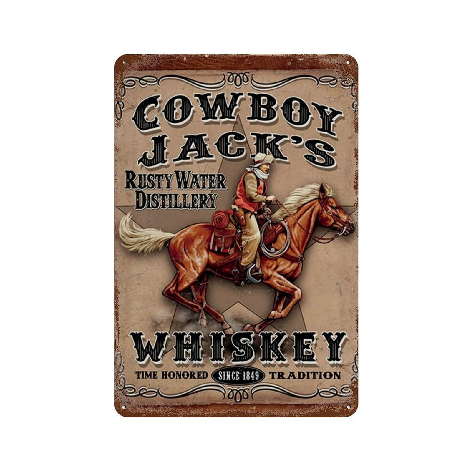 Home Gym Living Room Ideas - Vintage Tin Sign Cowboy Jack;S Whiskey