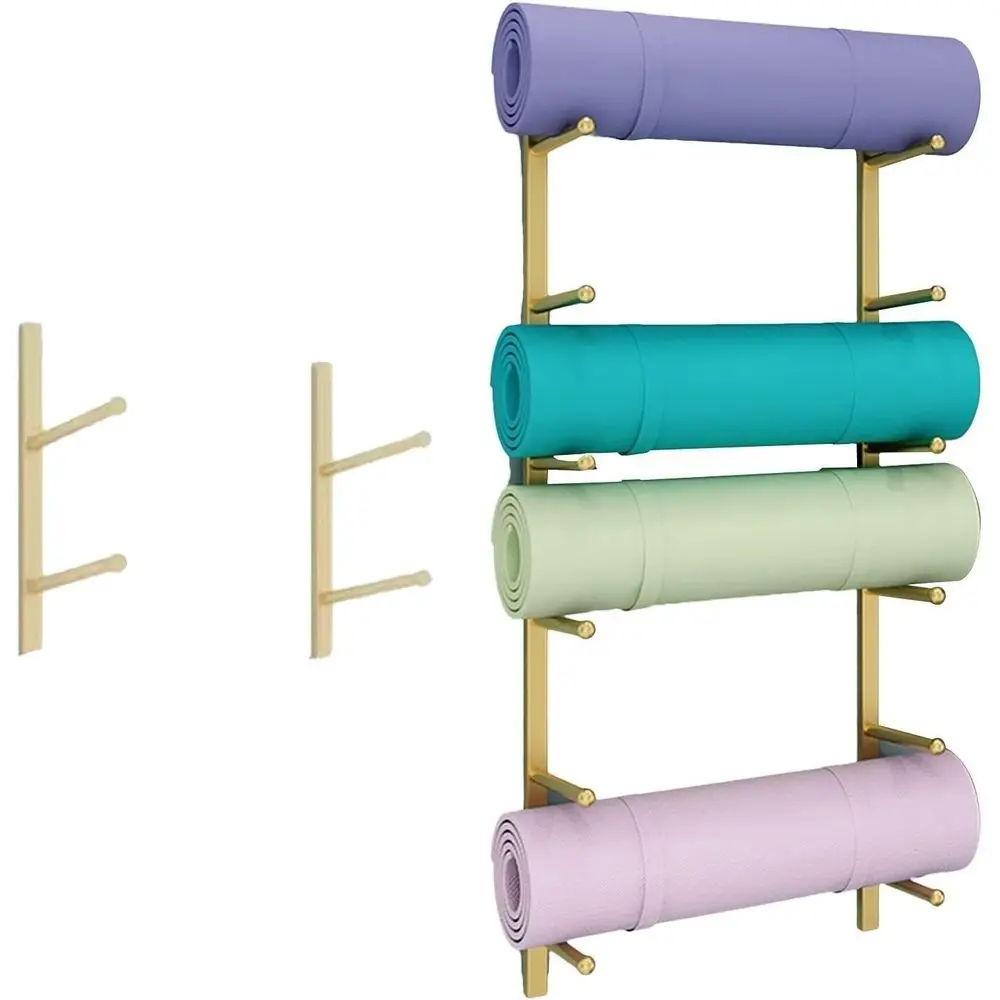 Home Gym Yoga Mat Storage - Wall-Mounted Metal Gym Rack for Home