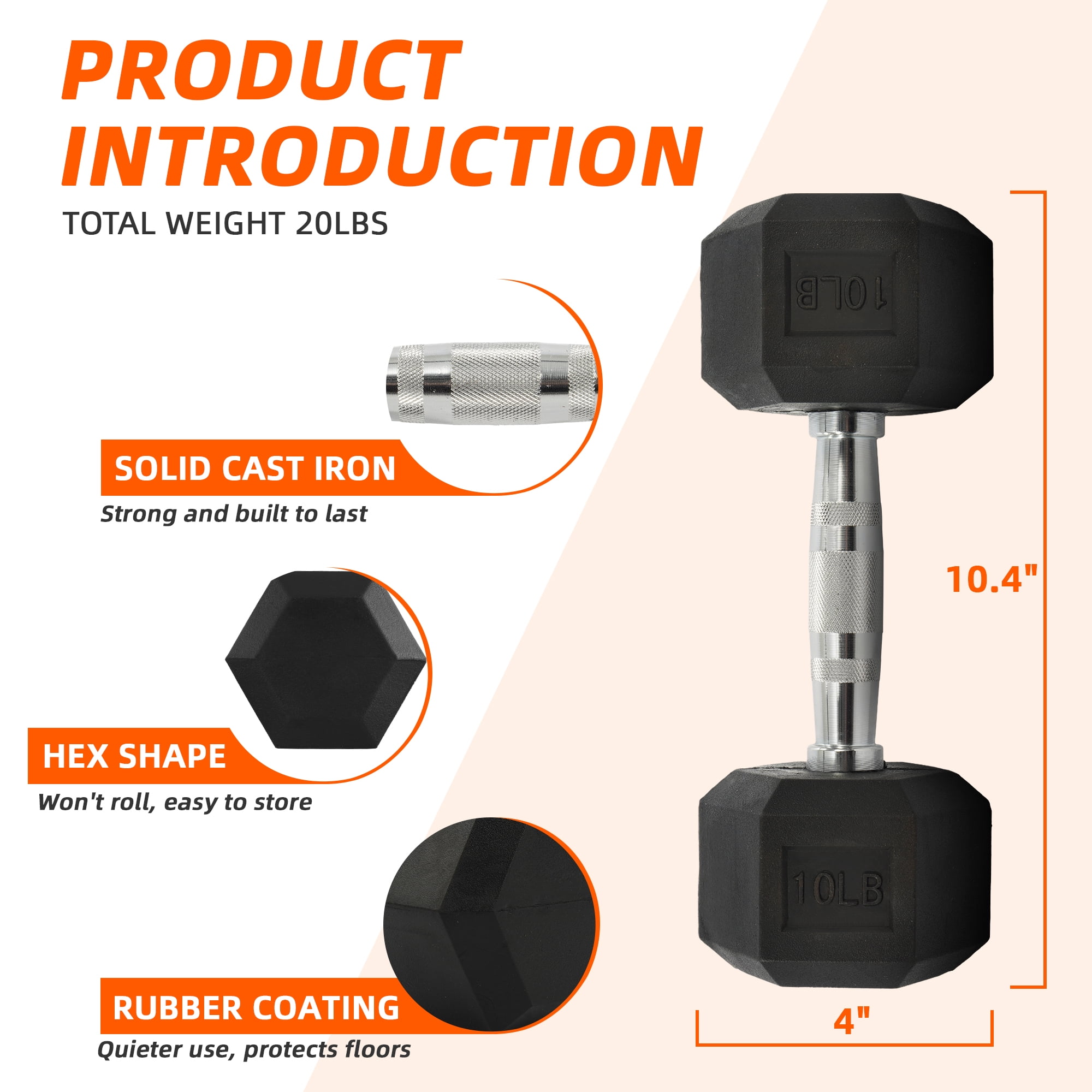 Rubber Coated Hex Dumbbell 10  - Home Gym Ideas review and price