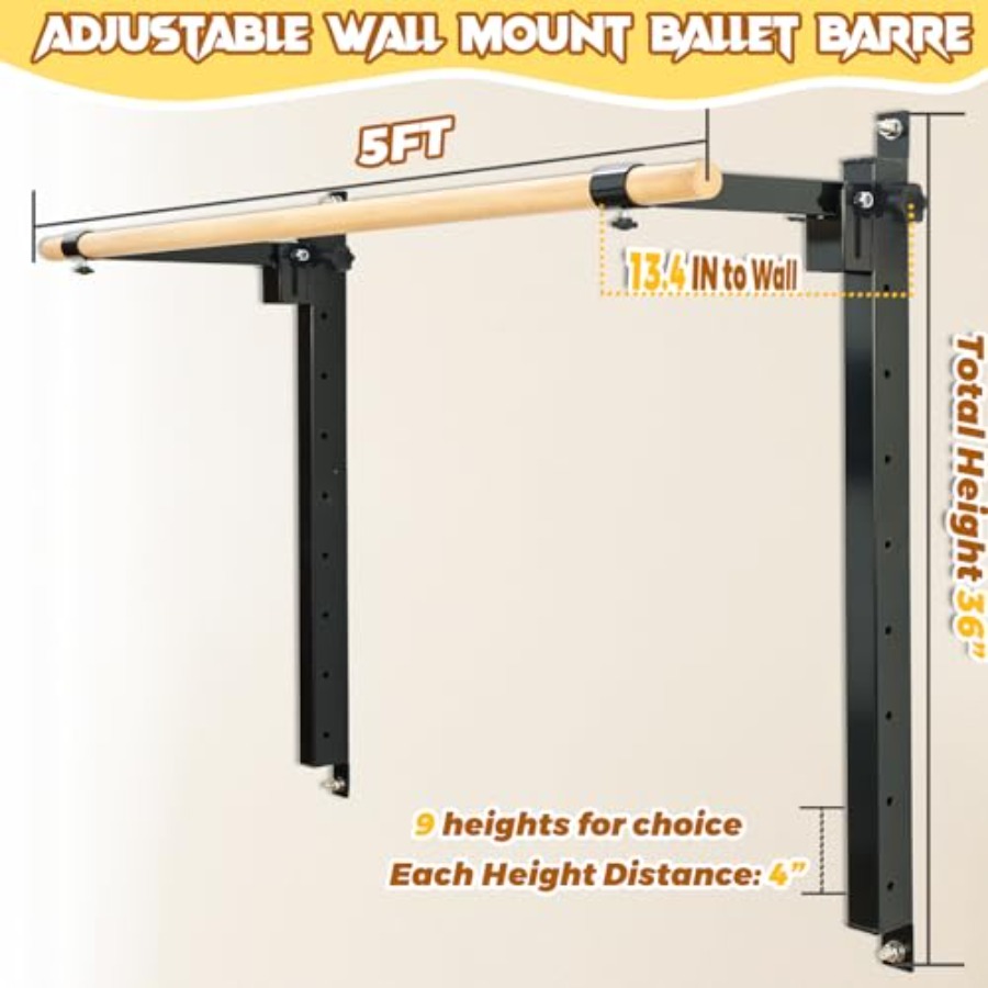 Wall Mounted Ballet Barre 4ft  - Home Gym Wall review and price