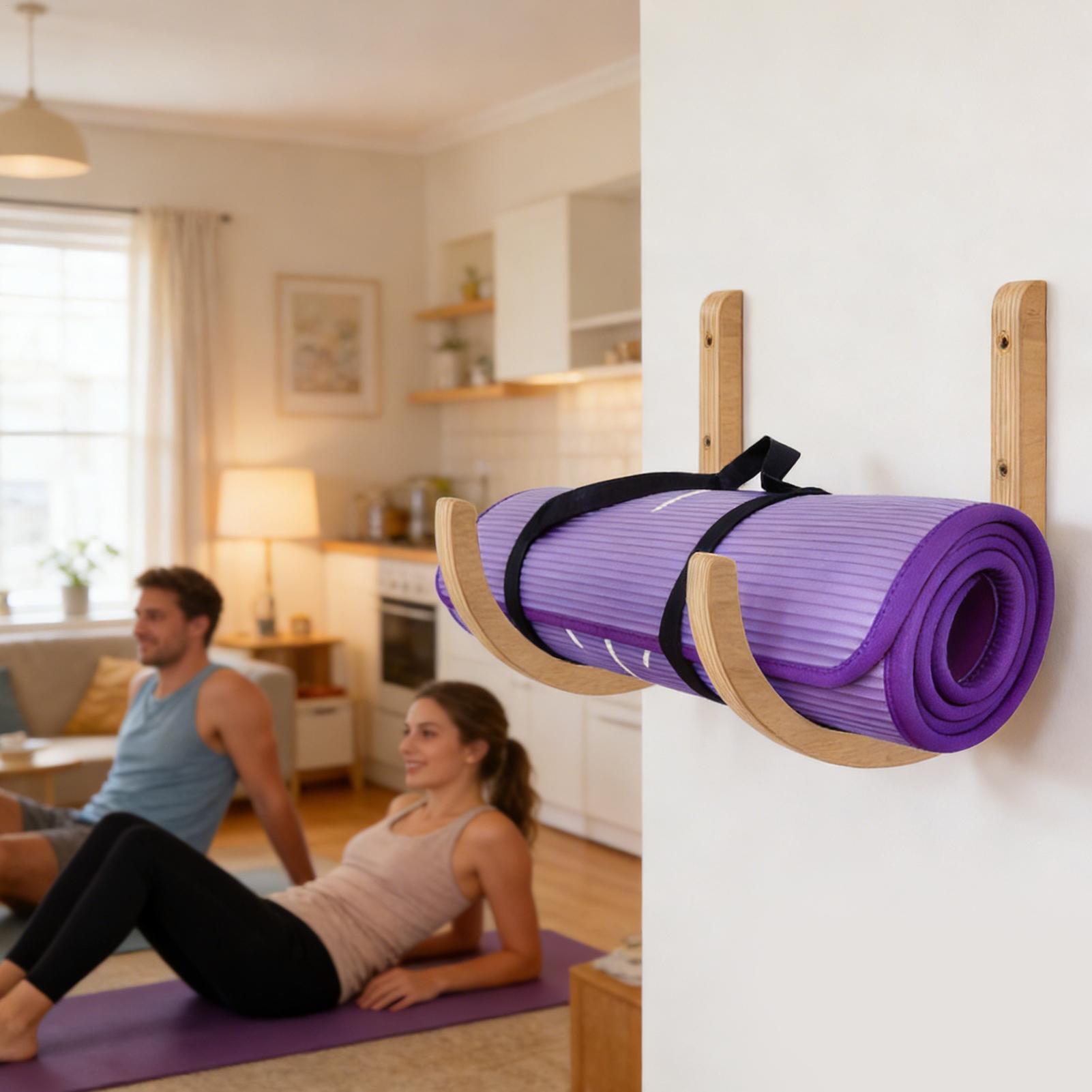 Wooden Yoga Mat Holder Wall Mo - Home Gym Yoga Mat Storage review and price