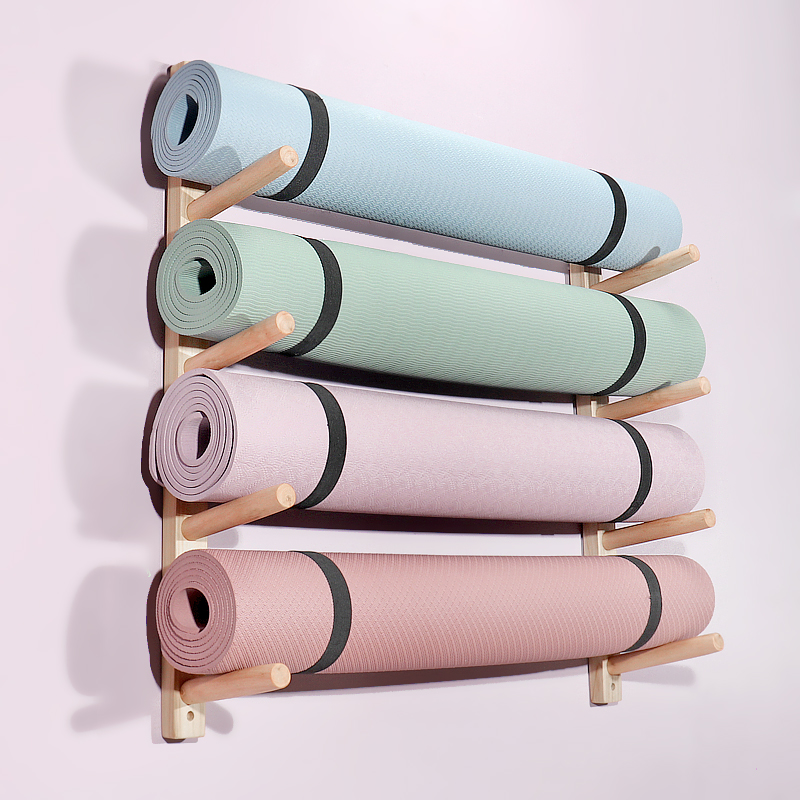 Wooden Yoga Mat Holder Wall Mo - Home Gym Yoga Mat Storage review and price