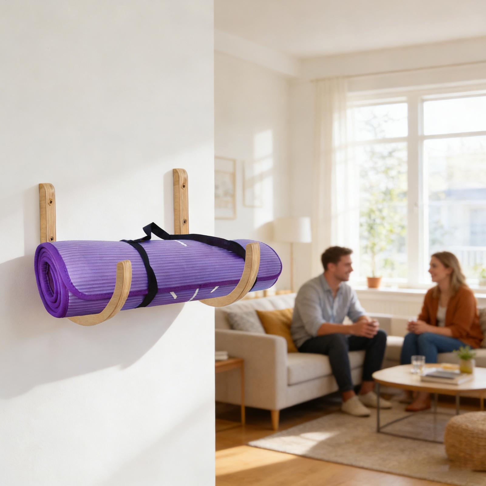 Yoga Mat Holder 2 Pieces Woode - Home Gym Yoga Mat Storage review and price