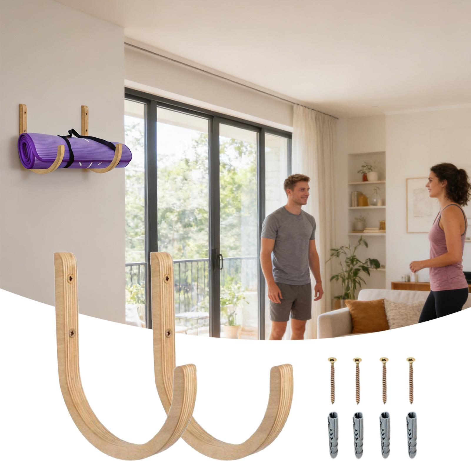 Yoga Mat Holder 2 Pieces Woode - Home Gym Yoga Mat Storage review and price