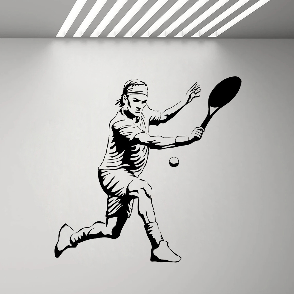 Tennis Player Wall Sticker Vin - Home Gym Interior Design review and price