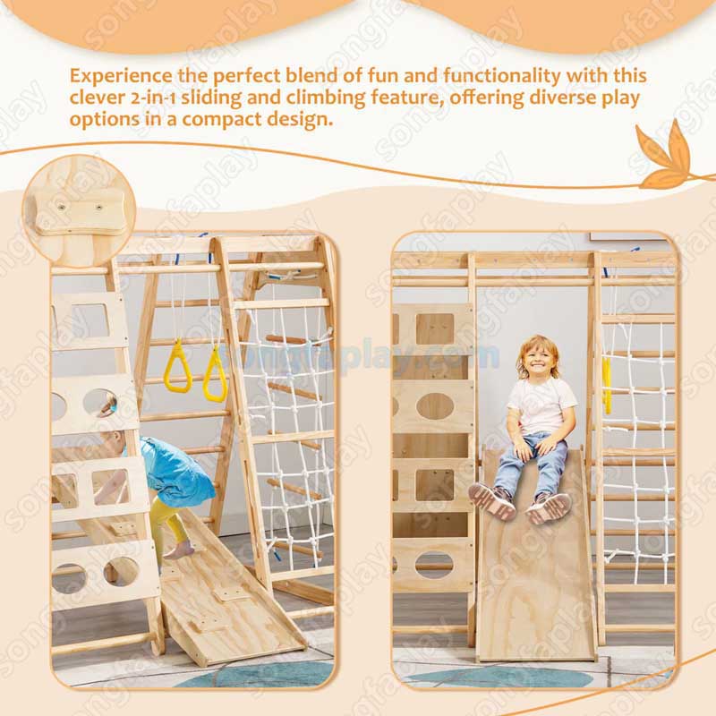 Kids Wooden Climbing Frame, In - Home Gym For Toddlers review and price