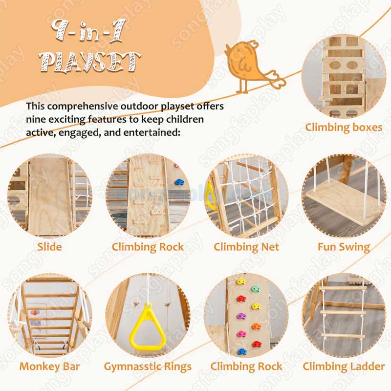 Kids Wooden Climbing Frame, In - Home Gym For Toddlers review and price