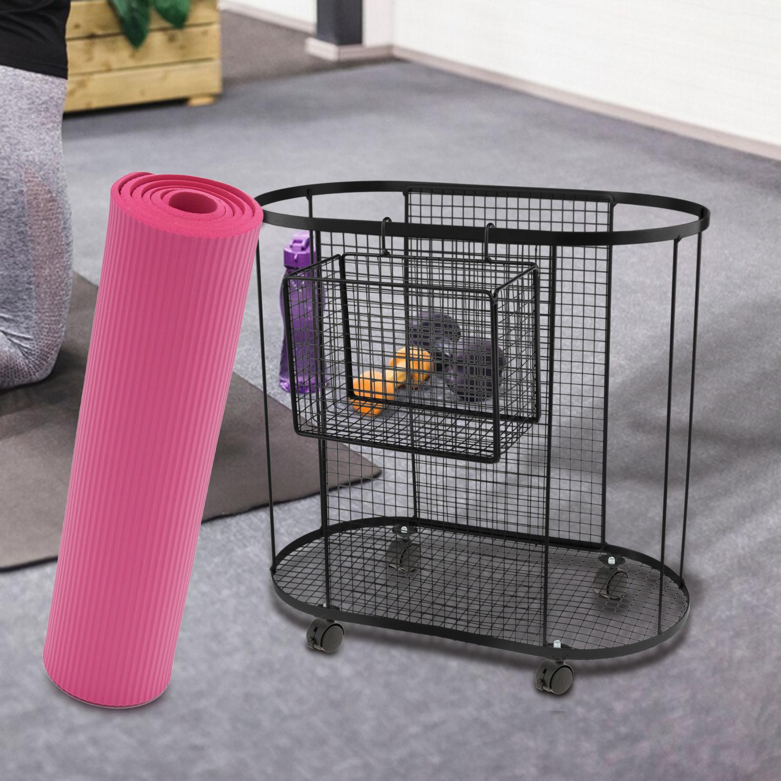Metal Gym Organizer with Wheel - Home Gym Yoga Mat Storage review and price