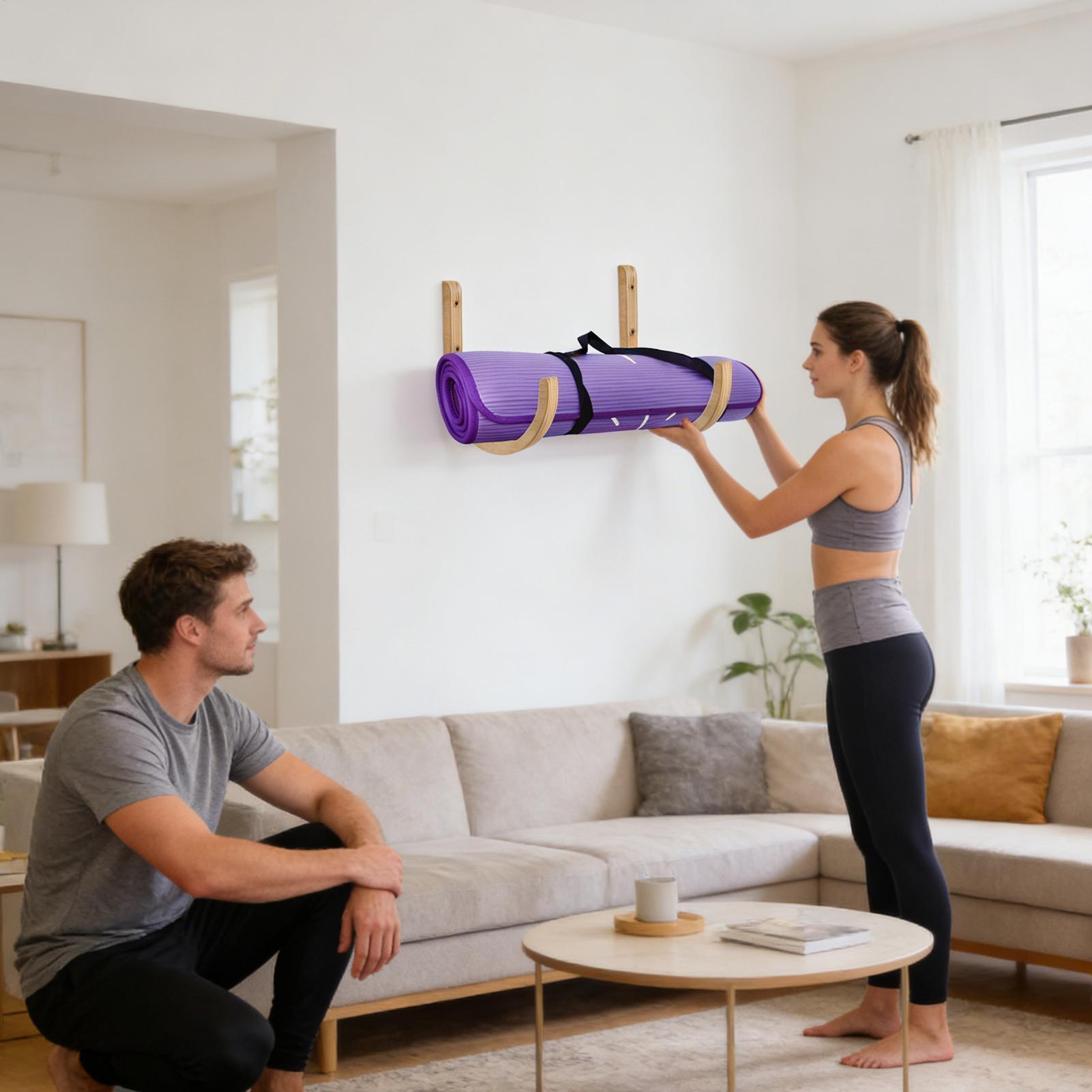 Yoga Mat Storage Rack 2PC Wood - Home Gym Yoga Mat Storage review and price