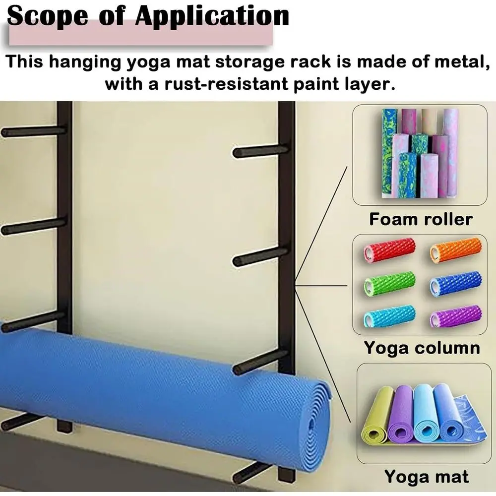 Wall-Mounted Metal Gym Rack fo - Home Gym Yoga Mat Storage review and price