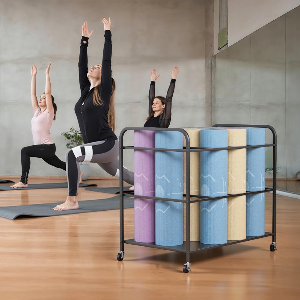 Yoga Mat Storage Rack with Whe - Home Gym Yoga Mat Storage review and price