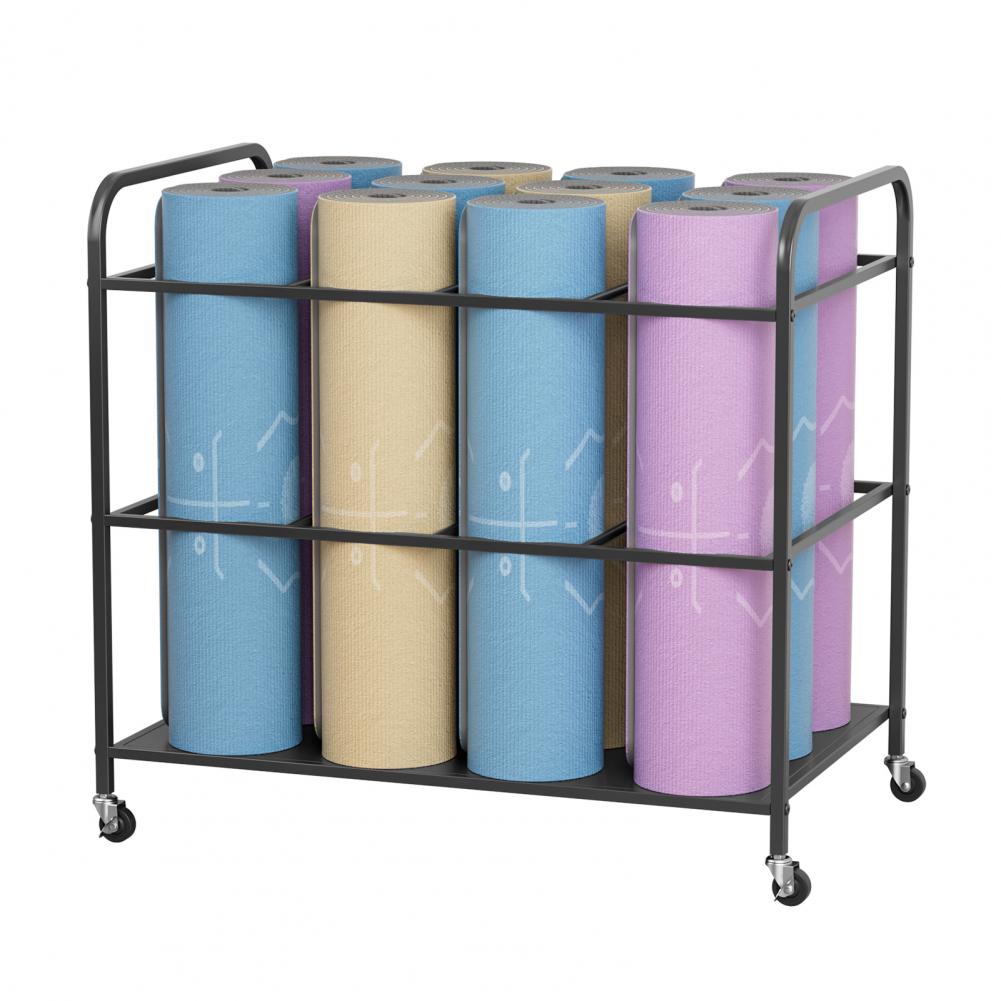Yoga Mat Storage Rack with Whe - Home Gym Yoga Mat Storage review and price