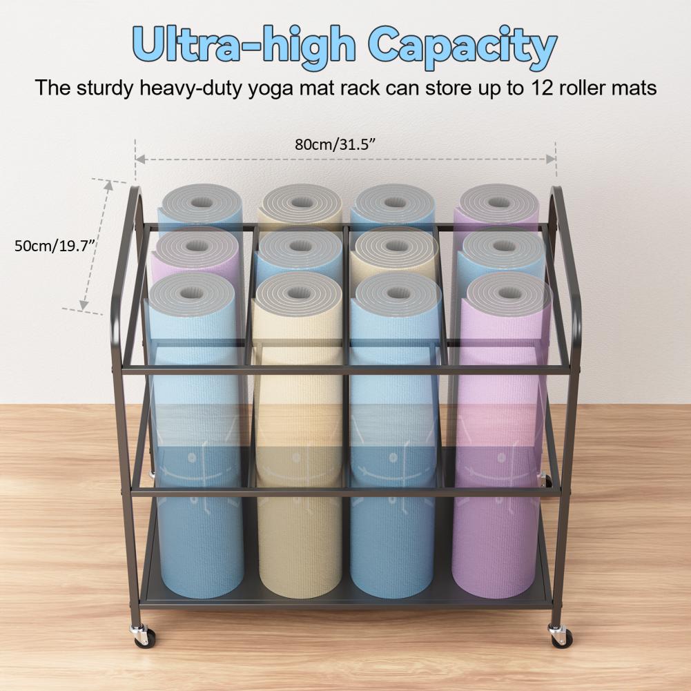 Yoga Mat Storage Rack with Whe - Home Gym Yoga Mat Storage review and price