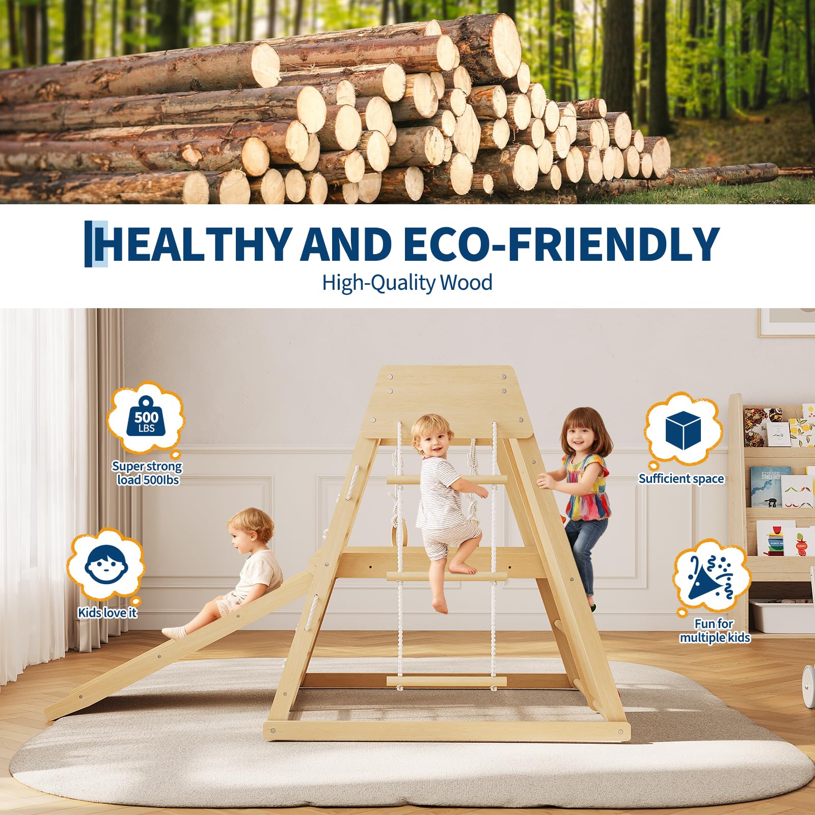 6 In 1 Wooden Indoor Jungle Gy - Home Gym For Toddlers review and price