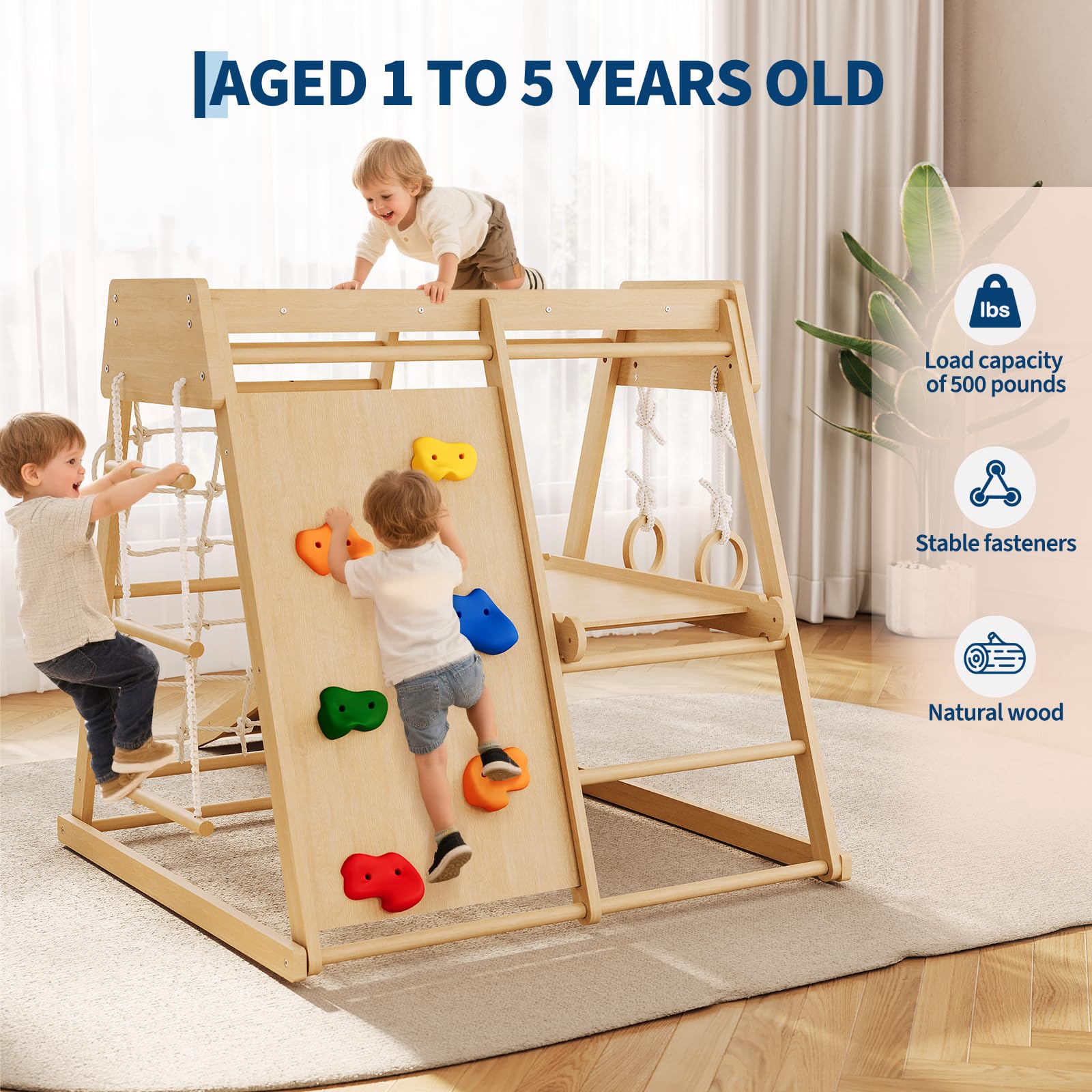 6 In 1 Wooden Indoor Jungle Gy - Home Gym For Toddlers review and price