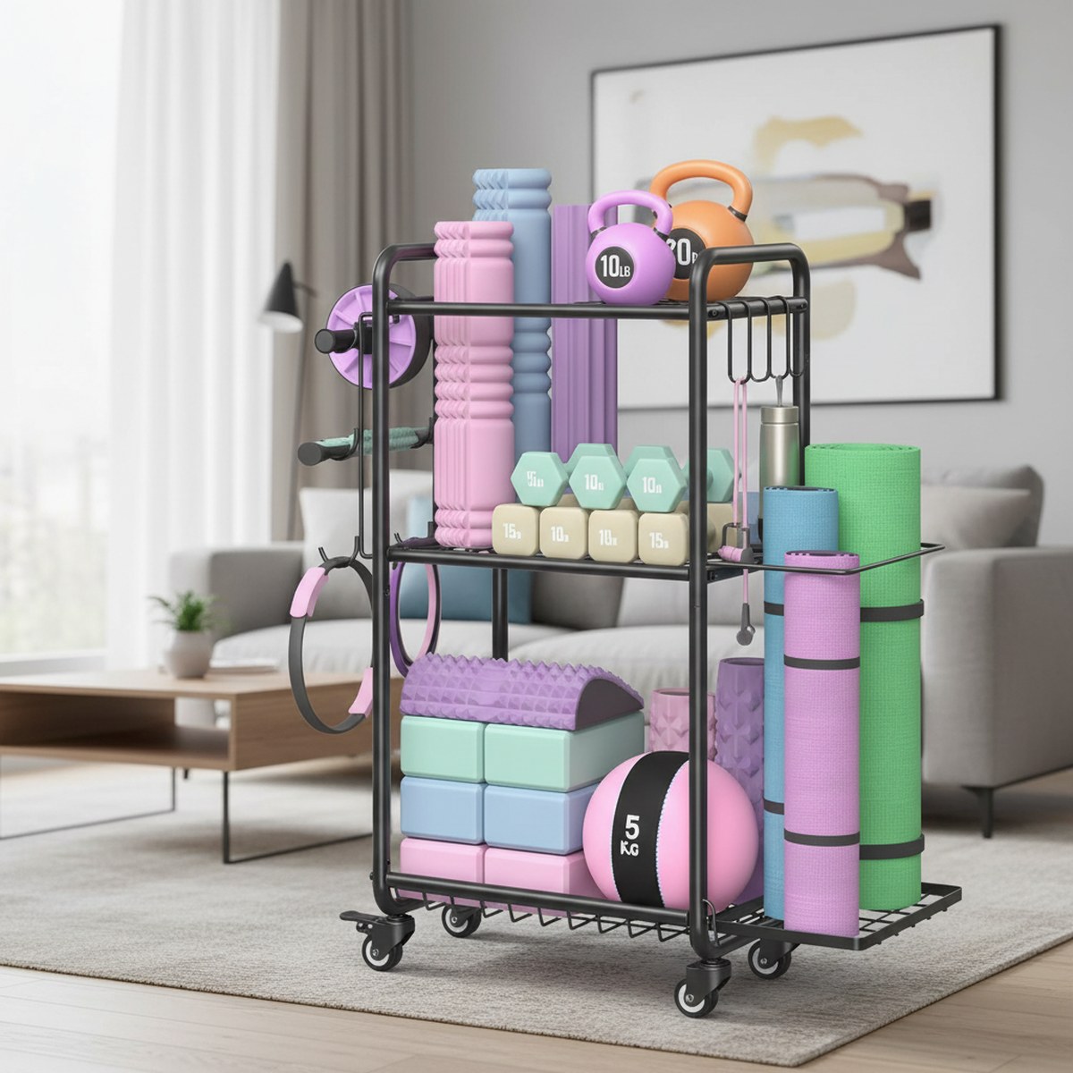 Home Gym Storage Cart Wheels H - Home Gym Yoga Mat Storage review and price